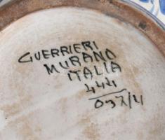 Guerrieri Murano 1937: Fedeles váza, ló motívummal. Kézzel festett kerámia, jelzett, koszos, kopásny...