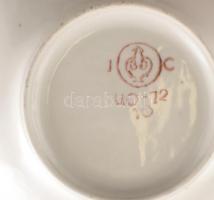 Orosz csiszolt üveg és porcelán teás készlet 6 személyes dobozában, kopásnyomokkal