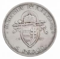 1938. 5P Ag "Szent István" T:1-,2 patina, karc Adamo P8.1