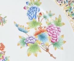 Herendi Viktória (8400/VBO) monumentális mintás áttört porcelán tál, kézzel festett, jelzett, hibátl...
