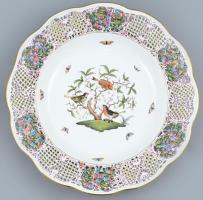 Herendi Rothschild (8400/RO) monumentális mintás áttört porcelán tál, kézzel festett, jelzett, hibátlan!!!, d: 51 cm (gyűjtői darab)