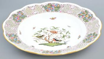 Herendi Rothschild (8400/RO) monumentális mintás áttört porcelán tál, kézzel festett, jelzett, hibát...