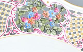 Herendi Rothschild (8400/RO) monumentális mintás áttört porcelán tál, kézzel festett, jelzett, hibát...