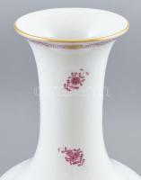 Herendi purpur indiai kosaras mintás óriás padló váza, kézzel festett, jelzett, hibátlan, m: 49,5 cm