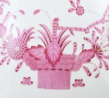 Herendi purpur indiai kosaras mintás óriás padló váza, kézzel festett, jelzett, hibátlan, m: 49,5 cm