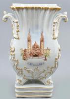 Herendi virágmintás barokkos váza, másik oldalán: Szegedi dóm , kézzel festett, jelzett, hibátlan, m...