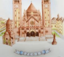 Herendi virágmintás barokkos váza, másik oldalán: Szegedi dóm , kézzel festett, jelzett, hibátlan, m...