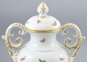 Herendi Rothschild mintás fedeles váza, kézzel festett porcelán, jelzett, hibátlan, m:50cm