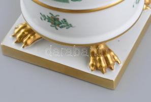 Herendi zöld indiai kosaras, oroszlán körmös váza, kézzel festett porcelán, jelzett, kopásnyomokkal,...