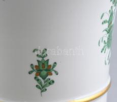 Herendi zöld indiai kosaras, oroszlán körmös váza, kézzel festett porcelán, jelzett, kopásnyomokkal,...