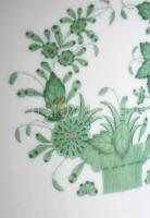 Herendi zöld indiai kosaras, oroszlán körmös váza, kézzel festett porcelán, jelzett, kopásnyomokkal,...