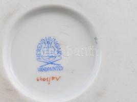 Herendi zöld indiai kosaras, oroszlán körmös váza, kézzel festett porcelán, jelzett, kopásnyomokkal,...