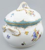 Herendi CFR Fruits / gyümölcs mintás leveses tál, kézzel festett porcelán, jelzett, hibátlan, 30x20x...