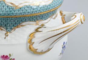 Herendi CFR Fruits / gyümölcs mintás leveses tál, kézzel festett porcelán, jelzett, hibátlan, 30x20x...