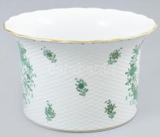 Herendi zöld indiai kosár mintás, kosárnyomott óriás porcelán kaspó. Kézzel festett, jelzett, hibátl...