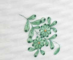 Herendi zöld indiai kosár mintás, kosárnyomott óriás porcelán kaspó. Kézzel festett, jelzett, hibátl...