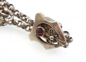 Ezüst (Ag) nyaklánc, jelzett , kicsi piros köves medállal. 24,4 g