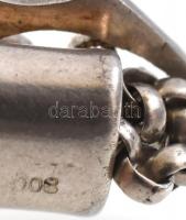 Ezüst (Ag) nyaklánc, jelzett , kicsi piros köves medállal. 24,4 g