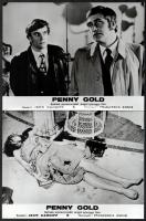 cca 1974 ,,Penny Gold című angol bűnügyi film jelenetei és szereplői, 19 db vintage produkciós filmfotó, ezüst zselatinos fotópapíron, kisebb hibákkal, 18x24 cm