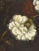 Vízer Julia (1945-): Virágcsendélet. Olaj, farost, jelzett. Dekoratív, kissé kopott fakeretben. 50x4...