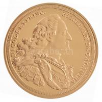 DN A legértékesebb magyar érmék - Eszterházy Miklós arany 5 dukátjának replikája aranyozott Cu emlékérem, COPY jelzéssel, tanúsítvánnyal (40mm) T:PP