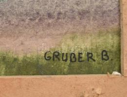 Gruber B jelzéssel: Utcarészlet. Akvarell, karton. Dekoratív, kissé sérült fakeretben. 29,5x43 cm
