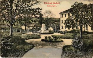 1911 Zilah, Zalau; Szikszai park, emlékmű. Seres Samu kiadása / park, monument (EK)