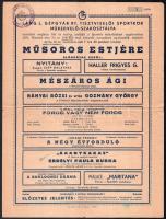 1942 Bp., Láng L. Gépgyár Rt. tisztviselői sportkör műkedvelő-szakosztályának meghívója műsoros estre, kisplakát, számozott, bélyegzővel, hajtva, apró szakadással, 31x23,5 cm