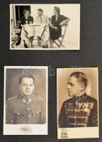 cca 1941 Cserneczky Béla alezredes fényképalbuma, kb. 35 db fotó és fotólap albumlapokra ragasztva, vegyesen katonai egyenruhában és civil családi fotókkal, néhányon kitüntetésekkel, egy másikon a margitszigeti tiszti kaszinó teraszán, első albumlapon házasságkötési értesítővel 1941-ből. Néhány fotó kijár, egyik teljesen sérült, klf. méretekben.