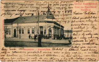 1913 Gyulafehérvár, Alba Iulia; Hunyadi tér, üzlet. Weisz F. kiadása / Hunyadi-Platz / square, shop (fa)