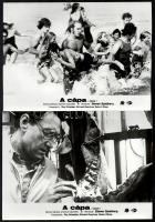 1975 Steven Spielberg: ,,A cápa" című amerikai horror film jelenetei és szereplői, 8 db vintage...