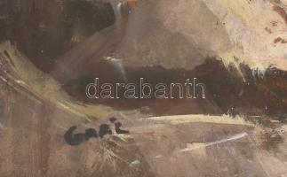 Gaál Imre Péter (1921-2013): Lovak. Olaj, farost, jelzett, 55x80,5 cm