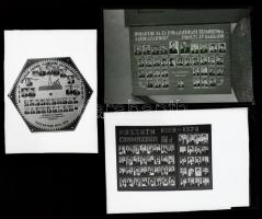cca 1969 és 1973 közötti időből, Sátoraljaújhelyen készült iskolai tablók, 3 db vintage NEGATÍV, 10x15 cm