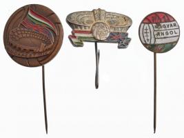 1954. "Magyarország-Anglia 7-1" 3xklf zománcozott jelvény az angolok elleni budapesti mérkőzés alkalmából T:1--2- közte zománchibás