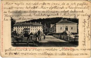 1903 Bártfafürdő, Bardejovské Kúpele, Bardiov, Bardejov; Deák szálloda és fürdőház. Eschwig Ede F. kiadása. Hajts Kornél felvétele / spa, hotel, bath (EM)