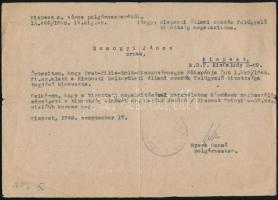 1948 Nyers Rezső (1898-1956), Kispest polgármestere (Nyers Rezső (1923-2018) politikus, a második Kádár-kormány pénzügyminiszterének édesapja) saját kezűleg aláírt levele, Kispesti állami óvodák felügyelőbizottsága tagsági kinevezés tárgyában, pecséttel, kis szakadásokkal