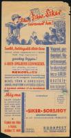 cca 1930-1940 Siker Sorsjegy kétoldalas reklám- és megrendelőlap, kissé sérült