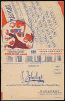 cca 1930-1940 Ujhelyi és Társa M. Kir. Osztálysorsjáték kétoldalas reklám- és megrendelőlap