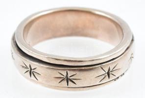 Ezüst(Ag) forgatható közepű csillagos gyűrű, jelzett, méret: 62, nettó: 9,6 g