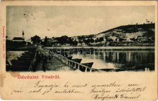 1902 Titel, Hajóhíd. Jankovits M. Lázár kiadása / pontoon bridge (fl)