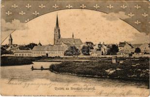 1902 Újvidék, Novi Sad; látkép az Erzsébet szigetről / general view (fl)