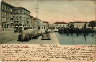 1903 Fiume, Rijeka; Via del Lido / port, steamship (EK)