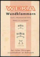 cca 1930-1950 WEKA Wundklammern csipeszek német nyelvű reklámprospektusa, 4 p., kissé foltos