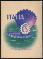 1939 Italia. A gyöngyök gyöngye. Olaszországi turisztikai, utazási ismertető prospektus, számos szövegközi képpel és egészoldalas, színes képtáblával illusztrálva, 52 p. Tűzött papírkötés, kissé koszos borítóval.