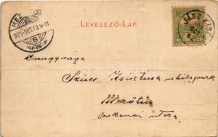 1903 Jászkisér, utca, templom, Leitner Józsefné utóda üzlete. Ragács felvétele. Tréba E. kiadása (fa...