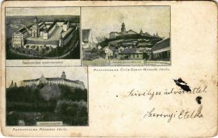 1899 (Vorläufer) Pannonhalma, madártávlatból, Győrszentmárton felől és Pázmánd felől (Rb)