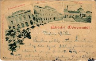1899 (Vorläufer) Debrecen, Margit fürdő, Kereskedelmi akadémia, Kir. Tábla. László Albert kiadása. Art Nouveau, floral (EB)