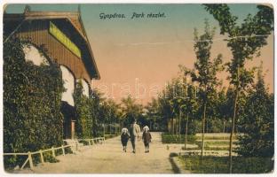 1916 Gyopáros-fürdő (Orosháza), park részlet, községi vendéglő. Wigner Géza kiadása (b)