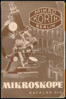 1941 Mikro Korth Berlin mikroszkóp katalógus, árjegyzék, német nyelvű, fekete-fehér képekkel illusztrált, kissé foltos, néhány sérült, összeragadt lappal