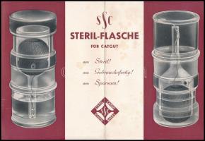 cca 1930-1940 Steril Catgut Schweiz, Basel, Steril-Flasche für Catgut német nyelvű képes prospektus, reklámlap, hajtva, kissé foltos